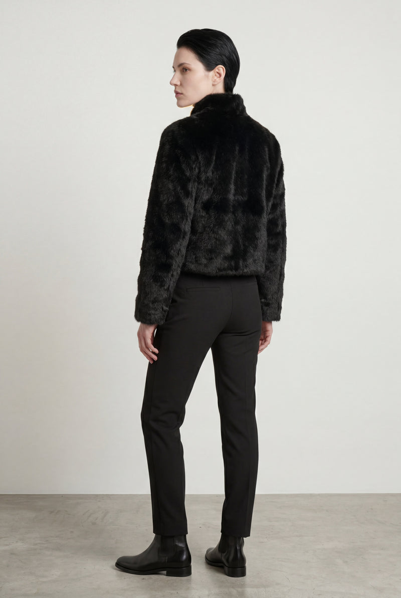 Black Black Buckle Strap Cropped Faux Fur Jacket - Cropped jackets - Photo 2