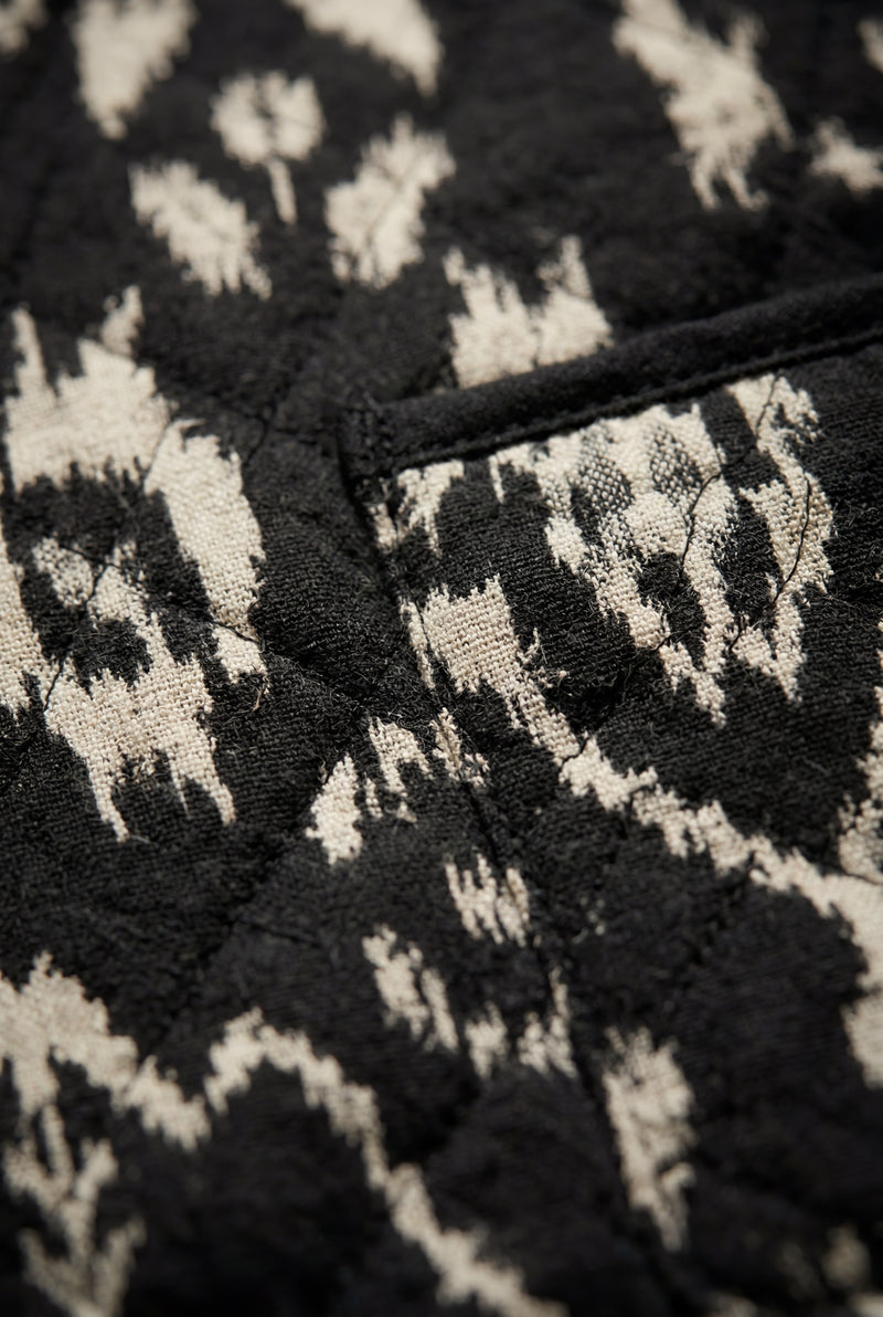 Black Black Ikat Print Quilted Short Jacket - Photo 3