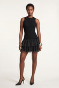 Black Black Ribbed Bodice Tiered Mini Dress - Formal dress - Photo 1