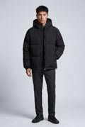 Black Boxy Hooded Puffer Jacket with High Neck - Hooded jackets - Photo 2