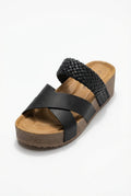 Black Braided Criss Cross Platform Slide Sandals - Platform sandals - Photo 1
