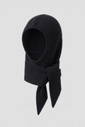 Cashmere Hooded Scarf Balaclava in Black — studio front