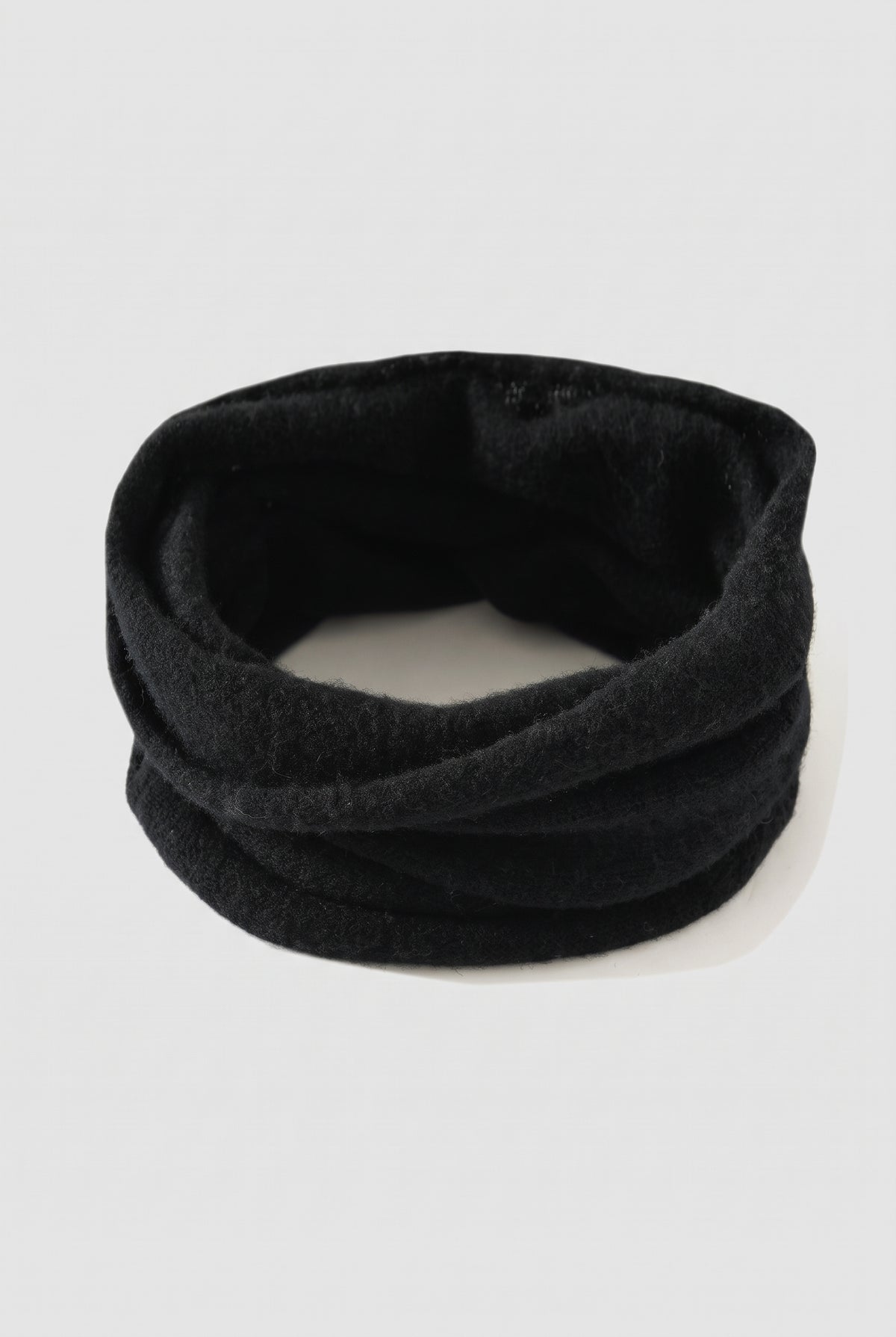Cashmere Neck Gaiter in Black — studio front