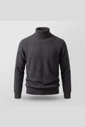 Cashmere Turtleneck Sweater in Black — front view