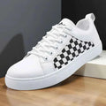 Checkered Panel Low-top Lace-up Sneakers - Photo 2