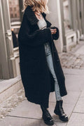 Chunky Knit Oversized Cardigan in Black — front view