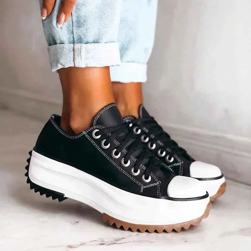 Black Chunky Platform Lace-up Sneakers with Serrated Outsole - Platform sneakers - Photo 5