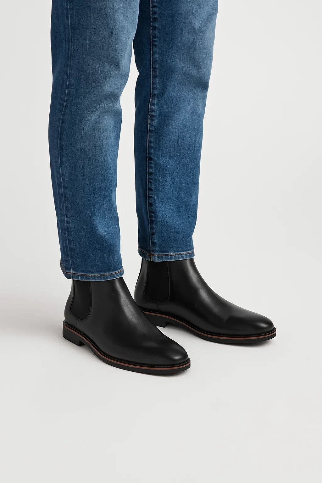 Black Classic Chelsea Boots with Elastic Panels - Photo 8