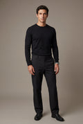 Black Classic Straight Leg Chino Trousers with Tailored Detailing - Photo 3