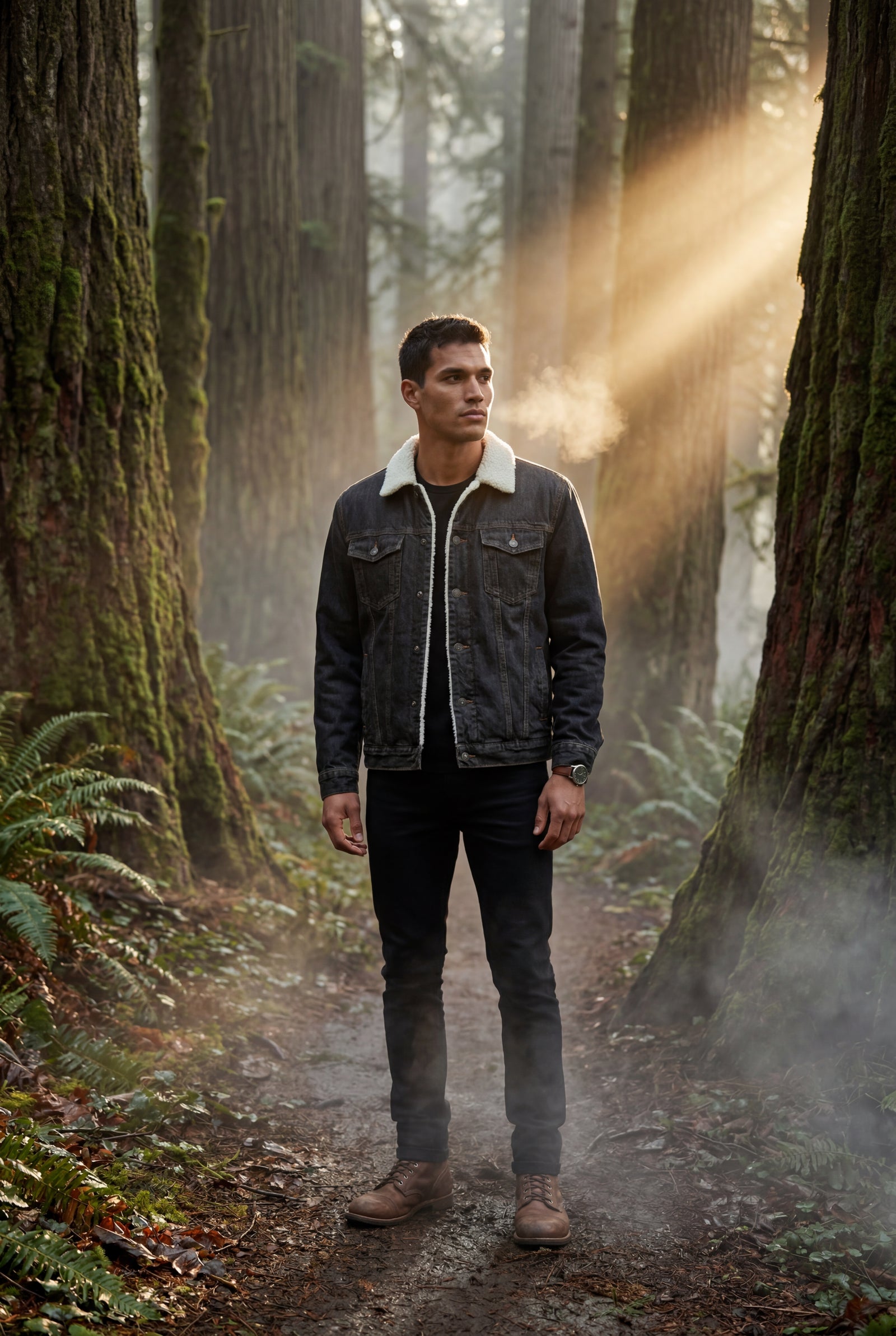 Black Collar Classic Trucker Jacket with Full Lining - Denim jacket - Photo 6