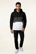 Black Color Block Pullover Hoodie with Kangaroo Pocket - Color block hoodie - Photo 3