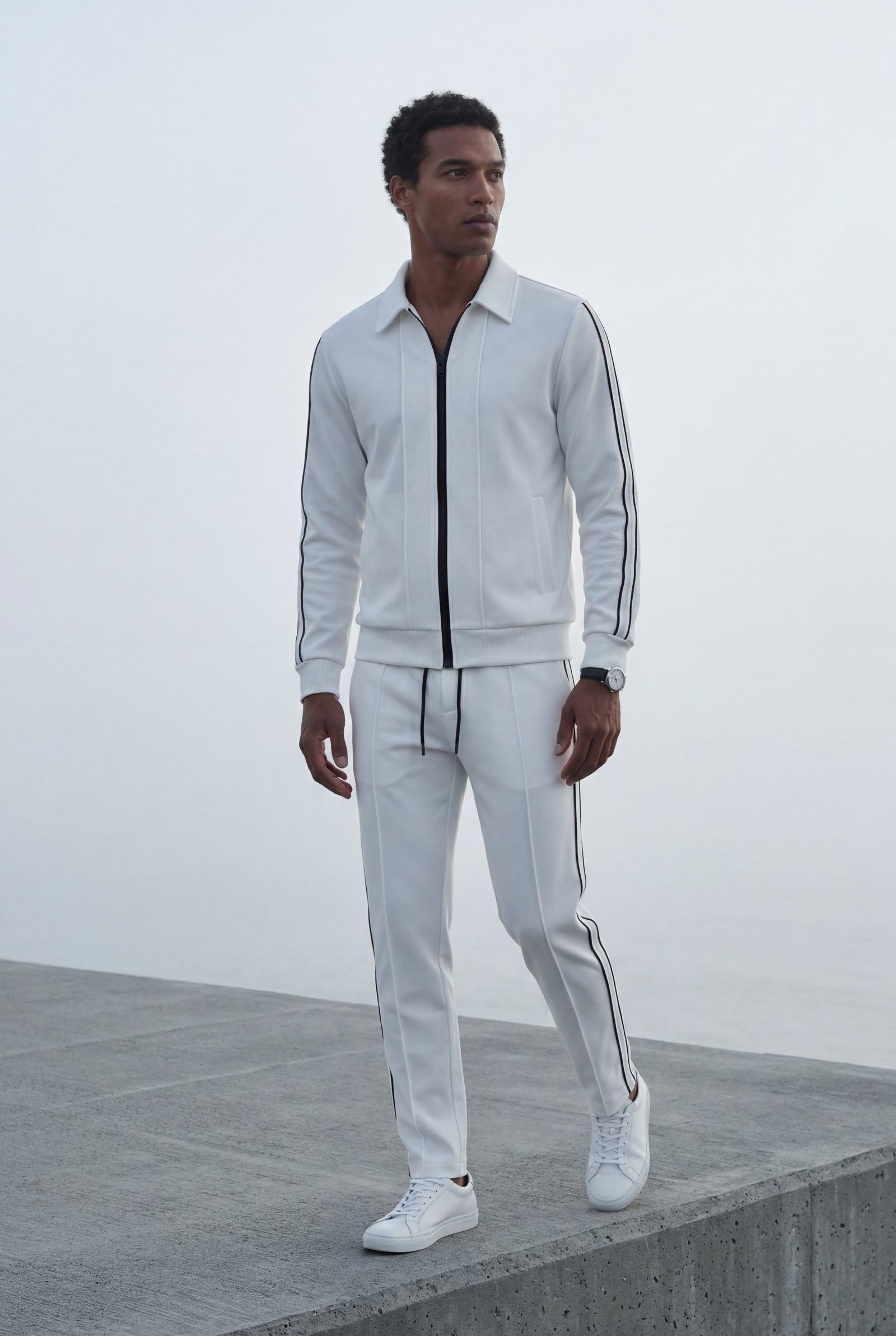 White Contrast Side Stripe Track Jacket and Jogger Set - Sports set - Photo 6