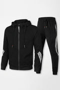 Contrast Stripe Tracksuit Set in Black — studio front