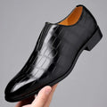 Black Crocodile-embossed Slip-on Glossy Dress Shoes - Photo 6