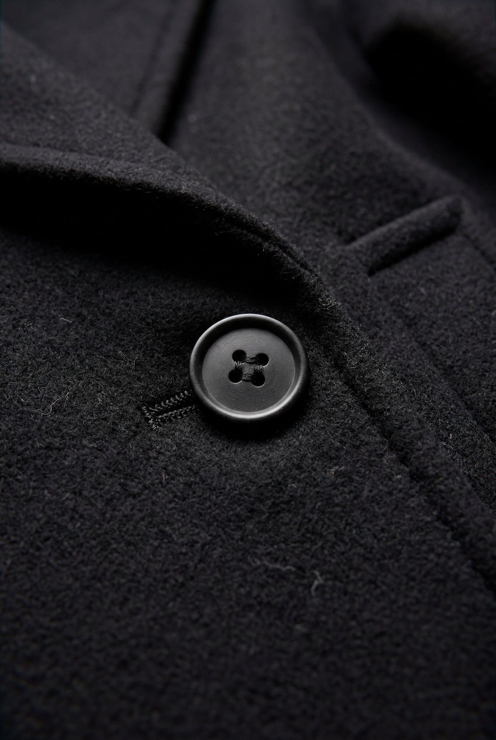 Black Double-breasted Hip-length Short Coat with Classic Collar - Short coats - Photo 16