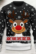Festive Knit Sweater in Black — front view