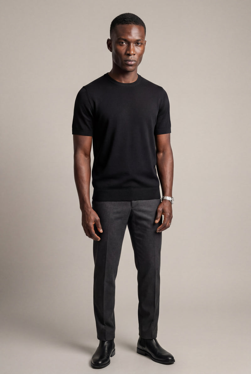 Black Fine Relaxed Fit Short Sleeve T-shirt - Relaxed fit t-shirt - Photo 2