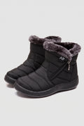 Fleece-Lined Ankle Boots in Black — studio front