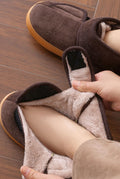 Fleece-Lined Ankle Slippers in Black — detail