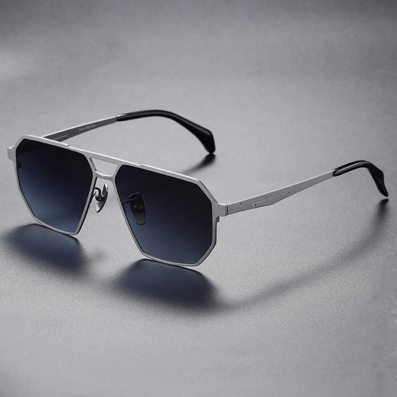 Black Geometric Frame Gradient Lens Sunglasses - Photo 2
