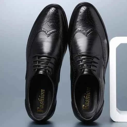 Glossy Wingtip Brogue Oxford Dress Shoes - Photo 3