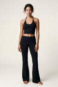 Black Halter Neck Crop Top and Flared Leggings Set - Halter top and leggings - Photo 3