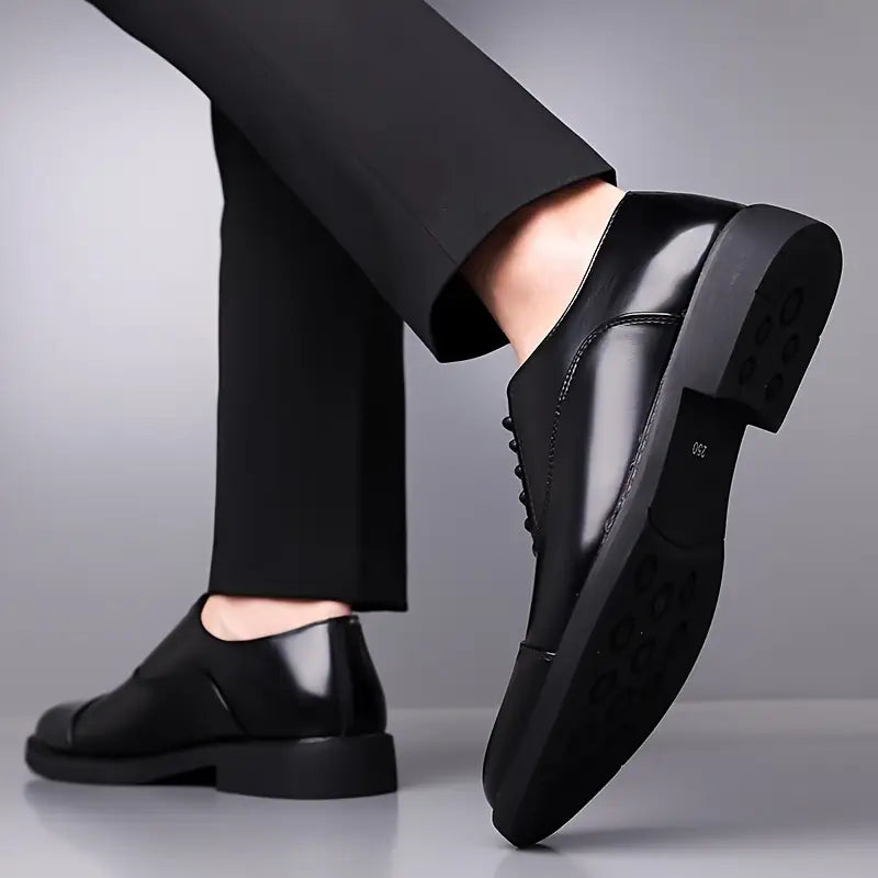 Black High-gloss Cap Toe Oxford Dress Shoes - Oxford shoes - Photo 9