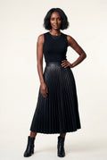 Black High-waisted A-line Pleated Midi Skirt - Photo 4