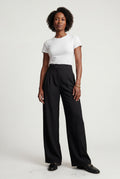 Black High-waisted Pleated Wide-leg Tailored Trousers - Wide leg trousers - Photo 2