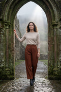 Burgundy High-waisted Tailored Wide-leg Trousers with Pleats - Wide leg trousers - Photo 11