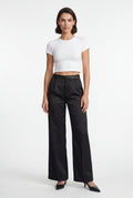 Black High-waisted Wide-leg Tailored Trousers with Belt - Wide leg trousers - Photo 13