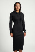 Black Hooded Long Sleeve Bodycon Maxi Dress - Photo 2