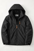 Insulated Hooded Jacket in Black — studio front