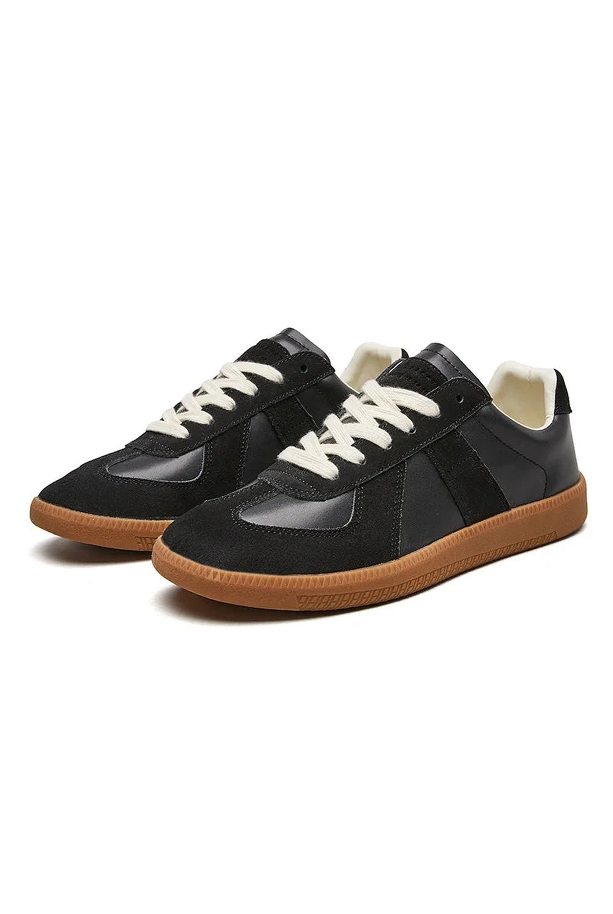 Lace-Up Low-Top Sneakers in Black — front view