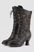 Lace-Up Mid-Calf Boots in Black — Stilenza main image