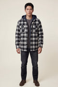 Black Large Check Pattern Hooded Flannel Jacket - Hooded jackets - Photo 2