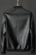 Leather Bomber Jacket in Black — back