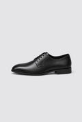 Leather-Look Derby Dress Shoes in Black — side