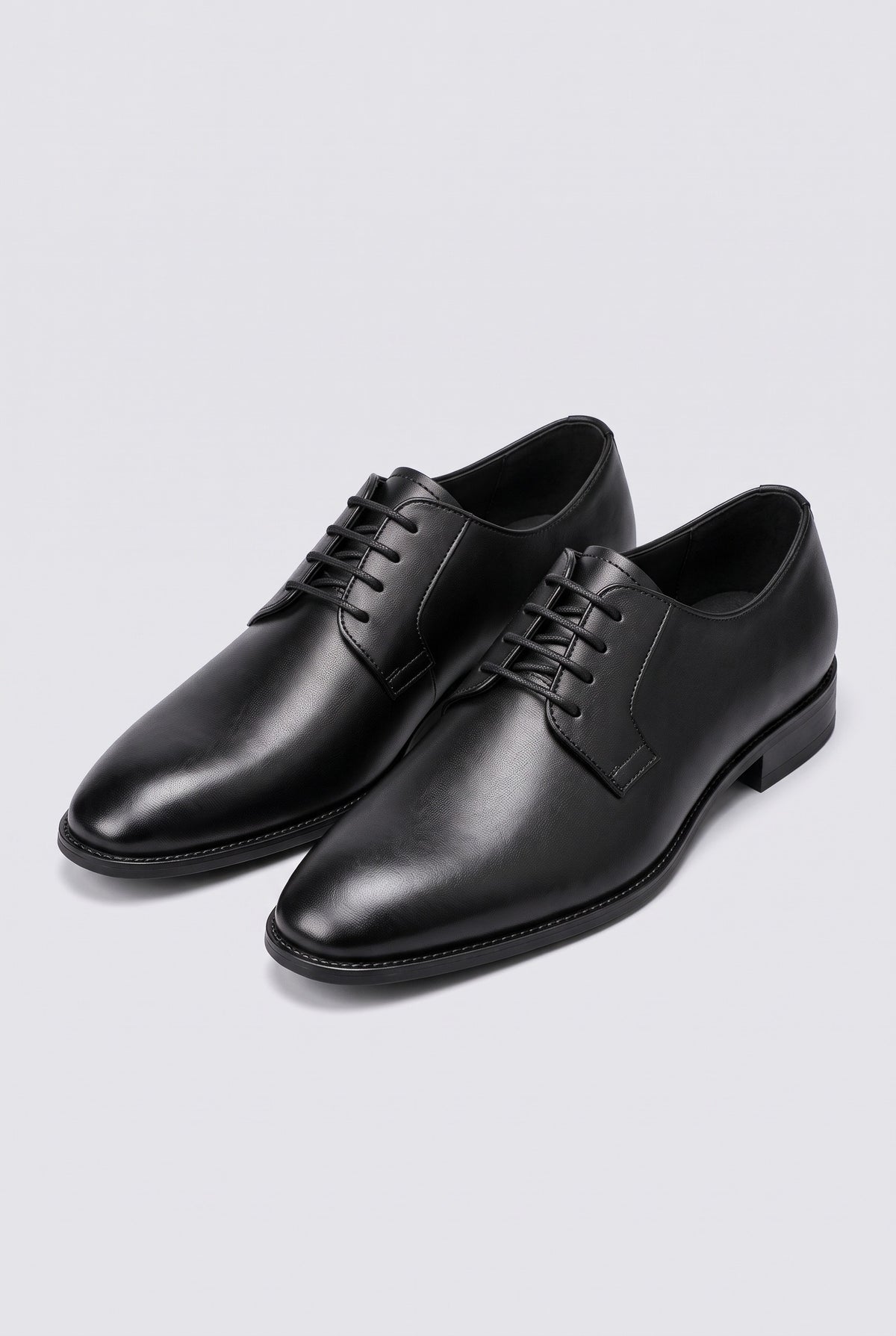 Leather-Look Derby Dress Shoes in Black — Stilenza main image