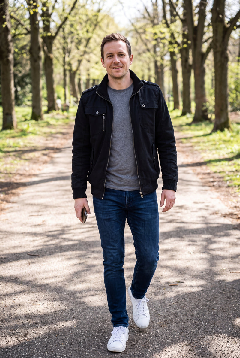 Men's Bomber Jacket Classic Fit in Black — secondary ugc