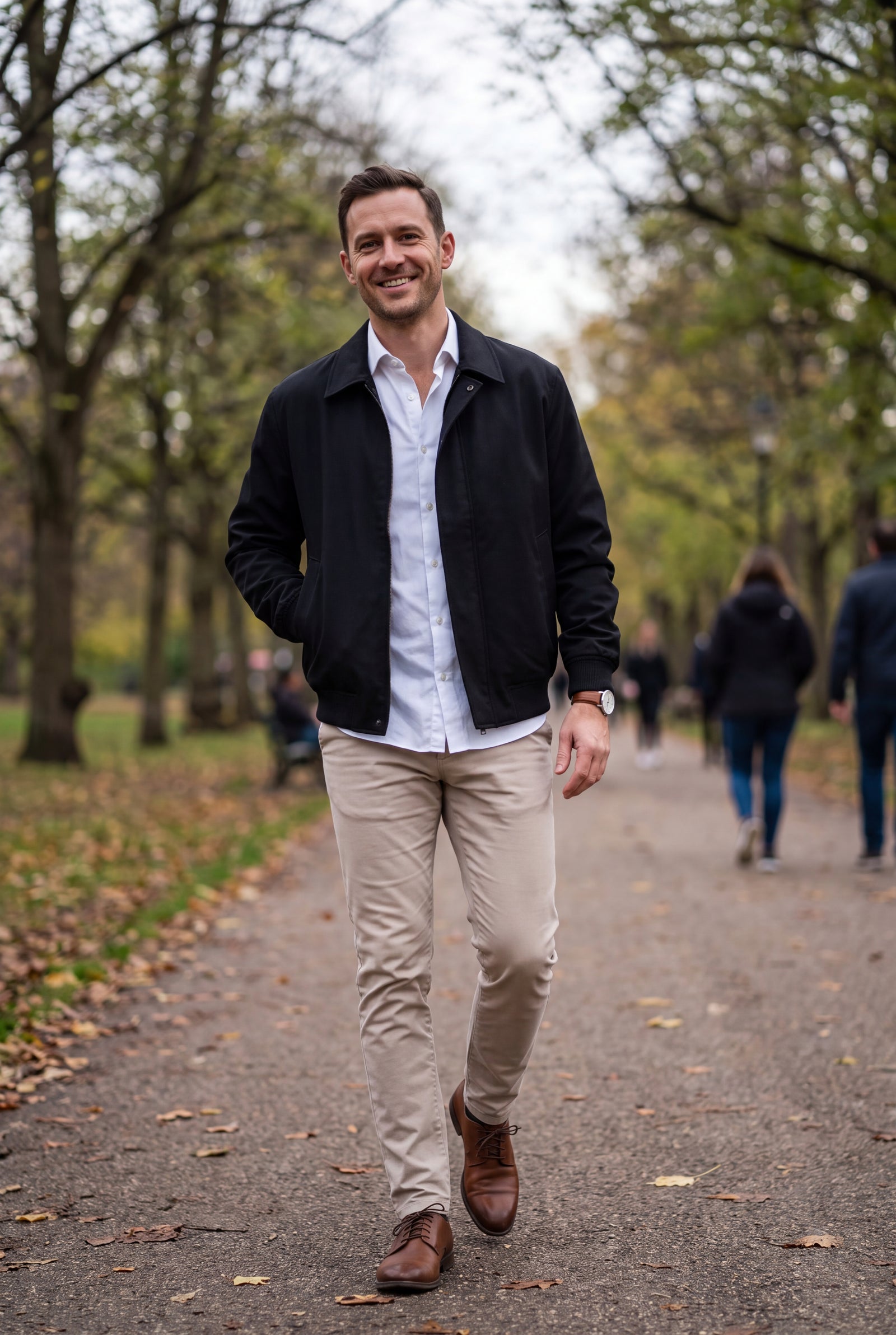 Men's Jacket Pointed Collar Relaxed Fit in Black — secondary lifestyle