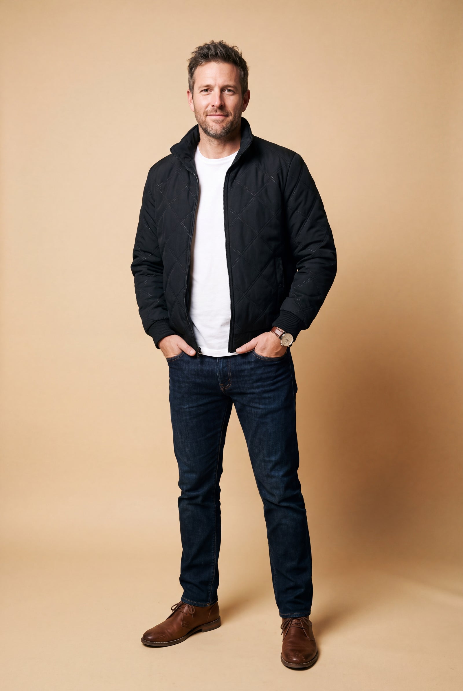 Men's Jacket Quilted Fleece-Lined in Black — studio