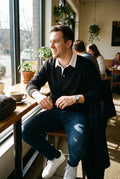 Men's Sweater Collared Regular Fit in Black — cafe relax