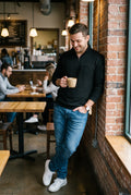 Men's Sweater Long Sleeve Waffle in Black — secondary lifestyle