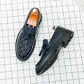 Men's Checked Patent Tassel Loafers with Chunky Lug Sole - Photo 5