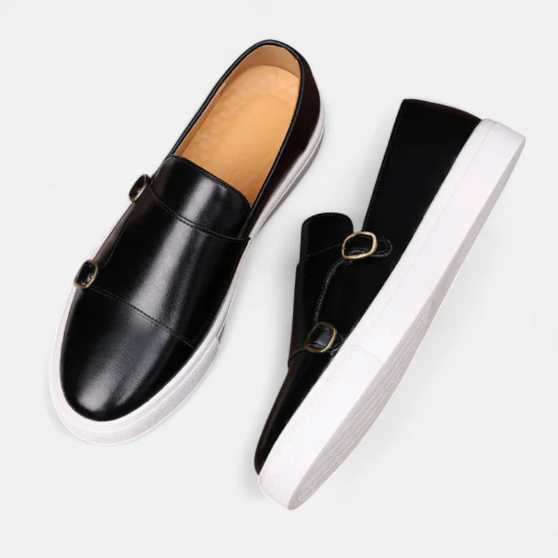 Men's Double Buckle Platform Loafers with Chunky Sole - Photo 4