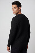 Black Men's Geometric Cable- Textured Pullover Sweater - Photo 10