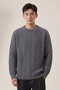 Gray Men's Geometric Cable- Textured Pullover Sweater - Photo 16