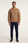 Khaki Men's Geometric Cable- Textured Pullover Sweater - Photo 20