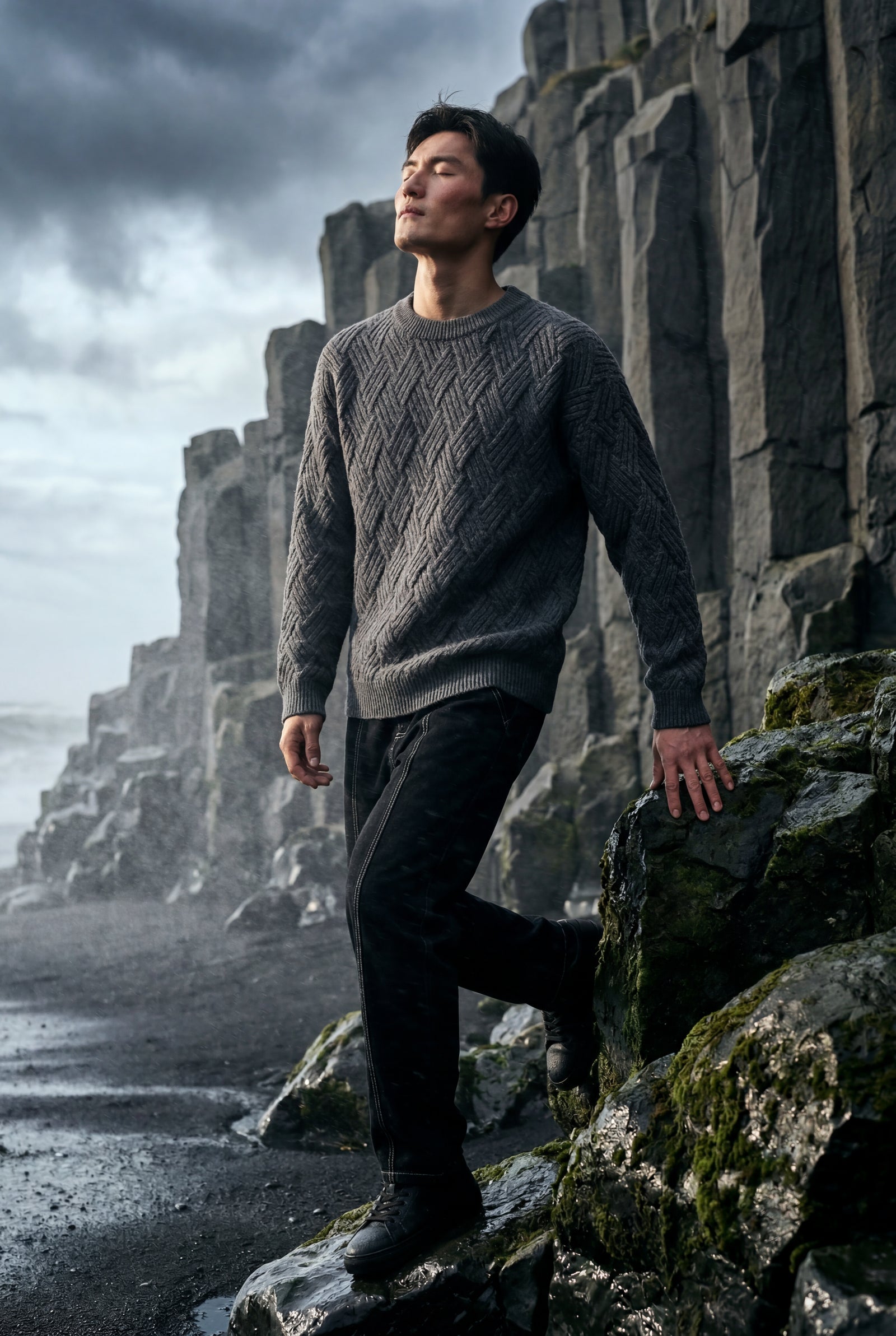 Gray Men's Geometric Cable- Textured Pullover Sweater - Photo 22